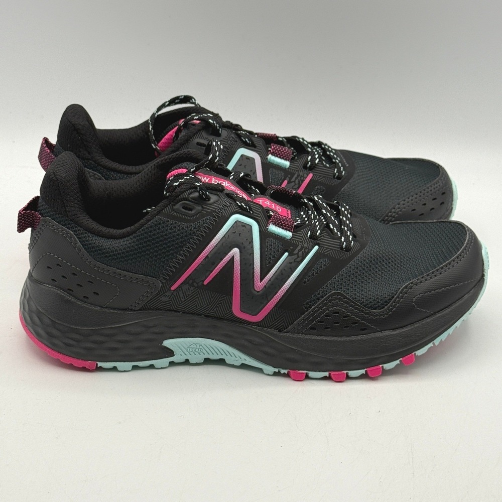 New Balance 410v8 Trail Running Shoes Womens 6 Black Pink Teal WT410LC8